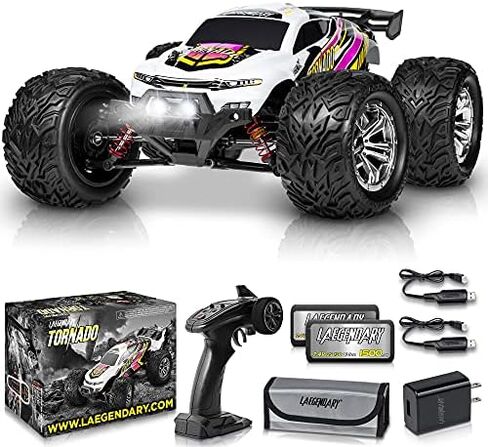 LAEGENDARY 1:12 Scale Large RC Cars 48+ kmh Speed - Remote Control Car 4x4 Off Road Monster Truck Electric - All Terrain Waterproof Trucks for Adults - 2 Batteries + Connector for 30+ Min Play in Saudi Arabia
