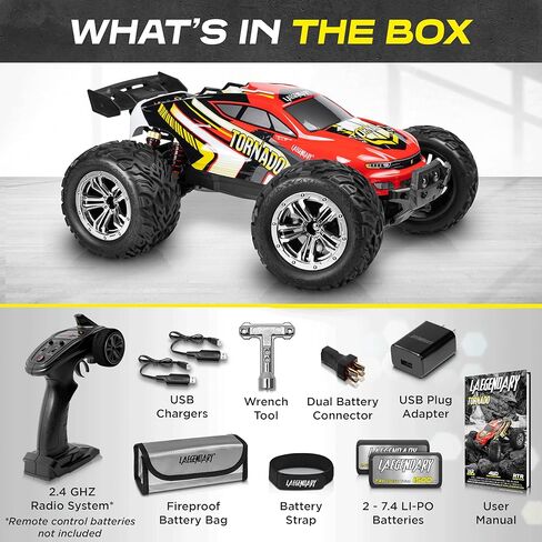 سيارات RC كبيرة بمقياس 1:12 بسرعة 48+ كم/ساعة - سيارة تحكم عن بعد 4x4 على الطرق الوعرة شاحنة وحشية كهربائية - شاحنات مقاومة للماء لجميع التضاريس للبالغين - بطاريتان + موصل للعب لمدة 30+ دقيقة in Kuwait