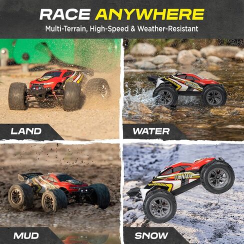 سيارات RC كبيرة بمقياس 1:12 بسرعة 48+ كم/ساعة - سيارة تحكم عن بعد 4x4 على الطرق الوعرة شاحنة وحشية كهربائية - شاحنات مقاومة للماء لجميع التضاريس للبالغين - بطاريتان + موصل للعب لمدة 30+ دقيقة in Kuwait