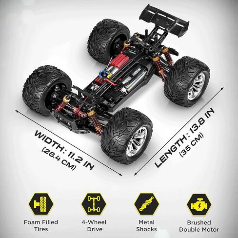 LAEGENDARY 1:12 Scale Large RC Cars 48+ kmh Speed - Remote Control Car 4x4 Off Road Monster Truck Electric - All Terrain Waterproof Trucks for Adults - 2 Batteries + Connector for 30+ Min Play in Saudi Arabia