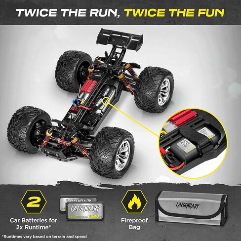 LAEGENDARY 1:12 Scale Large RC Cars 48+ kmh Speed - Remote Control Car 4x4 Off Road Monster Truck Electric - All Terrain Waterproof Trucks for Adults - 2 Batteries + Connector for 30+ Min Play in Saudi Arabia
