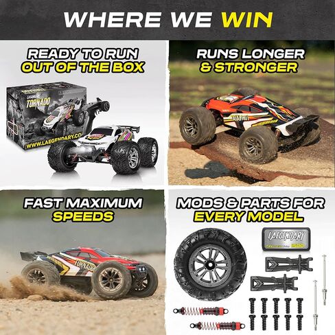 سيارات RC كبيرة بمقياس 1:12 بسرعة 48+ كم/ساعة - سيارة تحكم عن بعد 4x4 على الطرق الوعرة شاحنة وحشية كهربائية - شاحنات مقاومة للماء لجميع التضاريس للبالغين - بطاريتان + موصل للعب لمدة 30+ دقيقة in Kuwait