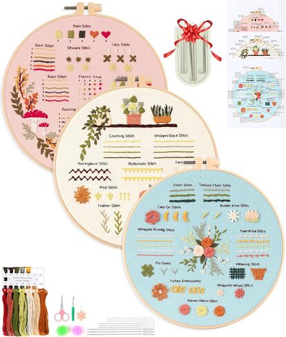 Generic 3 Sets Embroidery Kit Cross Stitch Kits Punch Needle Kit Cross Stitch Kits for Beginners Embroidery Kit for Adults, umdefined in Saudi Arabia