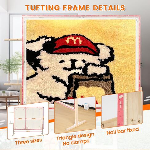 BESGEER Tufting-Frame-for-Rug-Making, Rug Tufting Frame with Tufting Cloth, 78.7" x 59" Rug Tufting Frame Wooden Tufting Frame Rug Making Supplies for Tufting Gun, Table Stand Frame Carpet Making in Kuwait