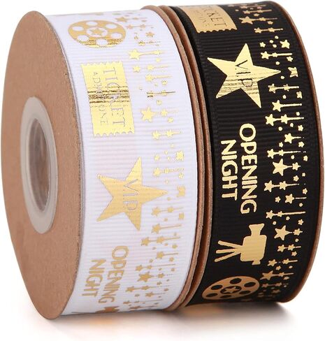 20 Yards Filmstrip Ribbons Black and White Filmstrip Decorating Material Party Accessory 5/8 Inch Movie Reel Ribbon for Party Decorations Gift Wrapping Wreaths Crafts(filmstrip) in Saudi Arabia
