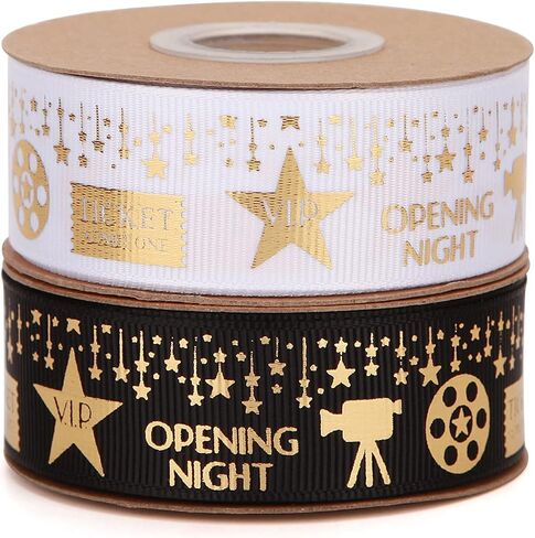 20 Yards Filmstrip Ribbons Black and White Filmstrip Decorating Material Party Accessory 5/8 Inch Movie Reel Ribbon for Party Decorations Gift Wrapping Wreaths Crafts(filmstrip) in Saudi Arabia
