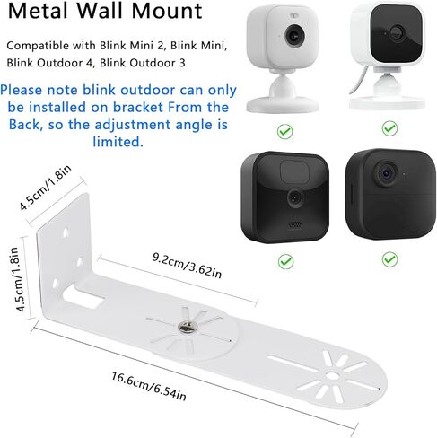 حامل كاميرا خارجي متوافق مع Blink Mini 2، Blink Mini، Blink Outdoor 4th، 3rd Gen، 2 حامل زاوية معدني للكاميرا، تغطية 300 درجة على جانبي المنزل، تقليل البقع العمياء in Kuwait