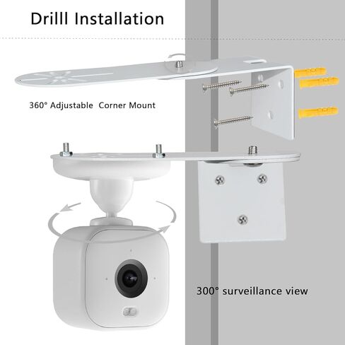 حامل كاميرا خارجي متوافق مع Blink Mini 2، Blink Mini، Blink Outdoor 4th، 3rd Gen، 2 حامل زاوية معدني للكاميرا، تغطية 300 درجة على جانبي المنزل، تقليل البقع العمياء in Kuwait