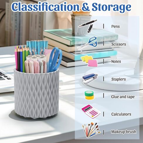 منظم مكتب، حامل أقلام معيني أنيق للمكتب، ملحقات مكتبية تدور 360 درجة، كوب قلم رصاص مع 5 حجرات صندوق تخزين للمكتب، المدرسة، المنزل، مستلزمات فنية (أبيض) in Kuwait