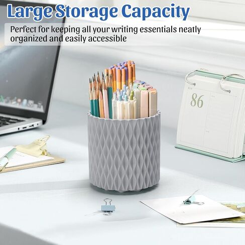 منظم مكتب، حامل أقلام معيني أنيق للمكتب، ملحقات مكتبية تدور 360 درجة، كوب قلم رصاص مع 5 حجرات صندوق تخزين للمكتب، المدرسة، المنزل، مستلزمات فنية (أبيض) in Kuwait