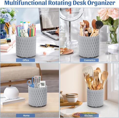 منظم مكتب، حامل أقلام معيني أنيق للمكتب، ملحقات مكتبية تدور 360 درجة، كوب قلم رصاص مع 5 حجرات صندوق تخزين للمكتب، المدرسة، المنزل، مستلزمات فنية (أبيض) in Kuwait