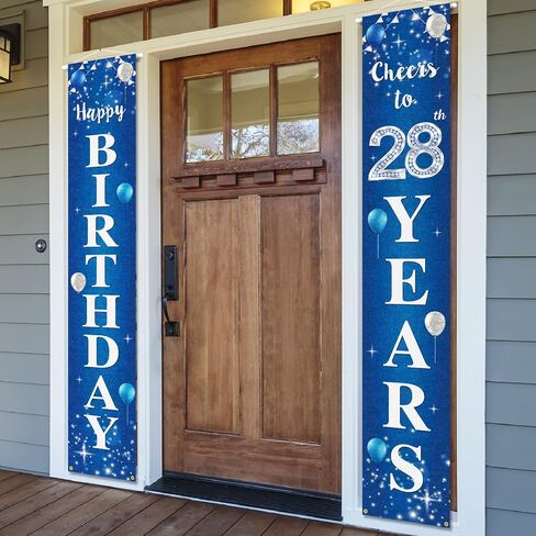 Happy 17th Birthday Yard Sign Door Banner - Cheers to 17 Years Birthday Party Decorations Supplies for Men Women - Blue in Saudi Arabia