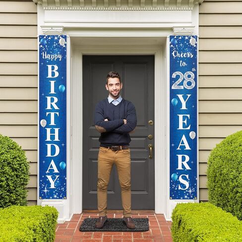 Happy 17th Birthday Yard Sign Door Banner - Cheers to 17 Years Birthday Party Decorations Supplies for Men Women - Blue in Saudi Arabia