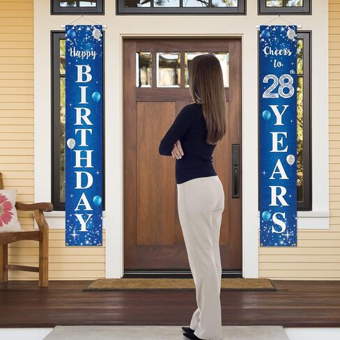 Happy 17th Birthday Yard Sign Door Banner - Cheers to 17 Years Birthday Party Decorations Supplies for Men Women - Blue in Saudi Arabia