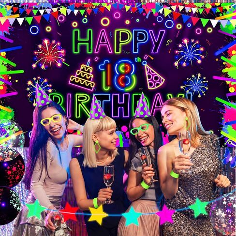 زينة حفلة عيد ميلاد نيون لافتة عيد ميلاد سعيد الأربعين تتوهج في زخارف الحفلات المظلمة مع ضوء أسود بالأشعة فوق البنفسجية تفاعلي من أجل توهج نيون عيد ميلاد Blacklight لوازم حفلات الهالوين in Saudi Arabia