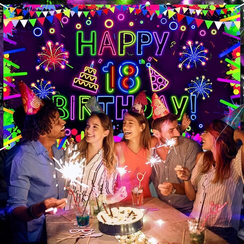 زينة حفلة عيد ميلاد نيون لافتة عيد ميلاد سعيد الأربعين تتوهج في زخارف الحفلات المظلمة مع ضوء أسود بالأشعة فوق البنفسجية تفاعلي من أجل توهج نيون عيد ميلاد Blacklight لوازم حفلات الهالوين in Saudi Arabia