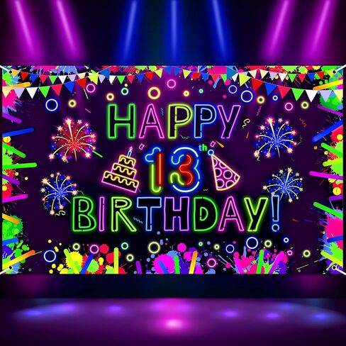 زينة حفلة عيد ميلاد نيون لافتة عيد ميلاد سعيد الأربعين تتوهج في زخارف الحفلات المظلمة مع ضوء أسود بالأشعة فوق البنفسجية تفاعلي من أجل توهج نيون عيد ميلاد Blacklight لوازم حفلات الهالوين in Kuwait