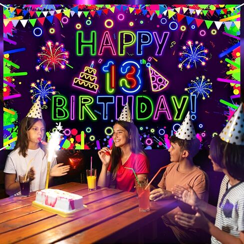 زينة حفلة عيد ميلاد نيون لافتة عيد ميلاد سعيد الأربعين تتوهج في زخارف الحفلات المظلمة مع ضوء أسود بالأشعة فوق البنفسجية تفاعلي من أجل توهج نيون عيد ميلاد Blacklight لوازم حفلات الهالوين in Kuwait