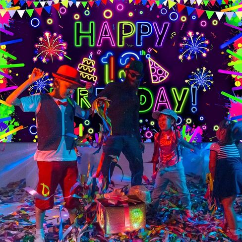 زينة حفلة عيد ميلاد نيون لافتة عيد ميلاد سعيد الأربعين تتوهج في زخارف الحفلات المظلمة مع ضوء أسود بالأشعة فوق البنفسجية تفاعلي من أجل توهج نيون عيد ميلاد Blacklight لوازم حفلات الهالوين in Kuwait