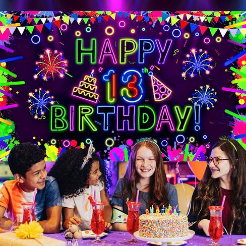 زينة حفلة عيد ميلاد نيون لافتة عيد ميلاد سعيد الأربعين تتوهج في زخارف الحفلات المظلمة مع ضوء أسود بالأشعة فوق البنفسجية تفاعلي من أجل توهج نيون عيد ميلاد Blacklight لوازم حفلات الهالوين in Kuwait