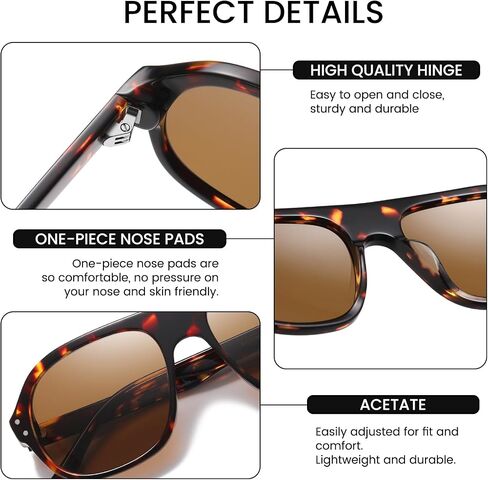 DUCO Retro Aviator Sunglasses for Women Men Polarized Sunglasses UV400 Protection Pilot Sun Glasses Acetate Frame DC2386 in Saudi Arabia