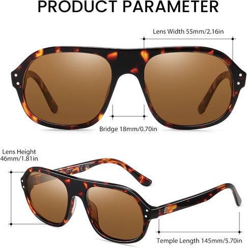 DUCO Retro Aviator Sunglasses for Women Men Polarized Sunglasses UV400 Protection Pilot Sun Glasses Acetate Frame DC2386 in Saudi Arabia