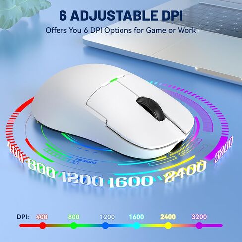ماوس ألعاب AJAZZ X AJ159 مع قاعدة شحن RGB مغناطيسية، ماوس ألعاب لاسلكي 2.4G PAW3395 مستشعر 26K DPI، 1K استقصاء، 6 أزرار قابلة للبرمجة، ماوس كمبيوتر مريح USB3.0 للكمبيوتر/MAC in Saudi Arabia