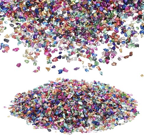 uxcell Crushed Glass Glitters 2-4mm Irregular Chips Sequins, Metallic Chunky Glitters Stones for Resin Art, Nail Arts Craft, DIY Phone, Scrapbooking (Aquatic Blue, 7.09 oz/ 203g) in Saudi Arabia