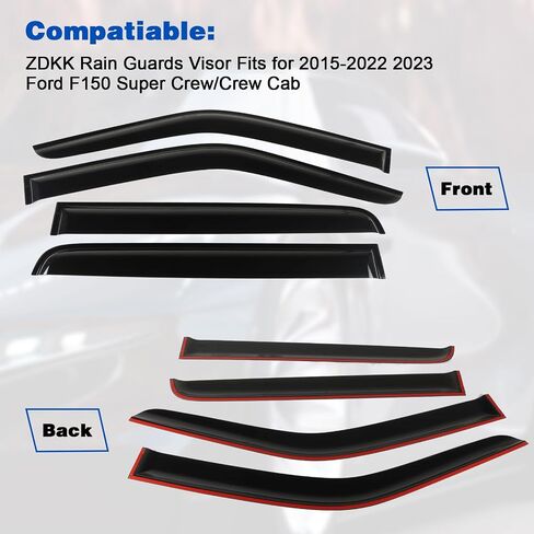 4PCS Window Visors Deflectors Vent Guards Sun Wind Rain Shield fit for 2015-2022 2023 F150 Super Crew Cab Window Visors in Saudi Arabia