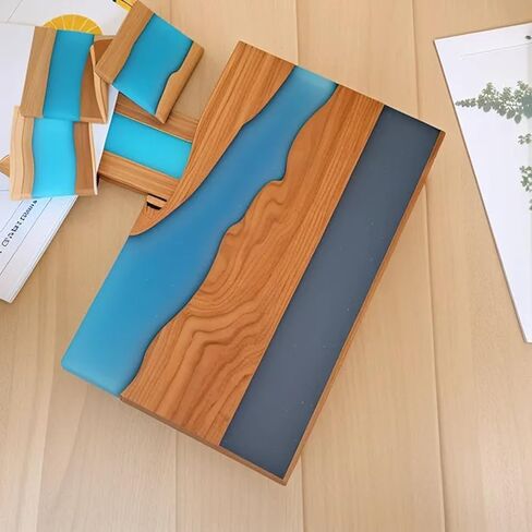 قوالب سيليكون كبيرة مستطيلة الشكل من الراتنج مقاس 16 × 12 بوصة من راتنجات الإيبوكسي لطاولة القهوة النهرية، وألواح التقطيع، وصواني التقديم، وطبق الجبن (مع 4 قطع من قوالب الأكواب العميقة ومقابضها) in Kuwait