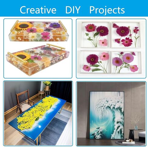 قوالب سيليكون كبيرة مستطيلة الشكل من الراتنج مقاس 16 × 12 بوصة من راتنجات الإيبوكسي لطاولة القهوة النهرية، وألواح التقطيع، وصواني التقديم، وطبق الجبن (مع 4 قطع من قوالب الأكواب العميقة ومقابضها) in Kuwait