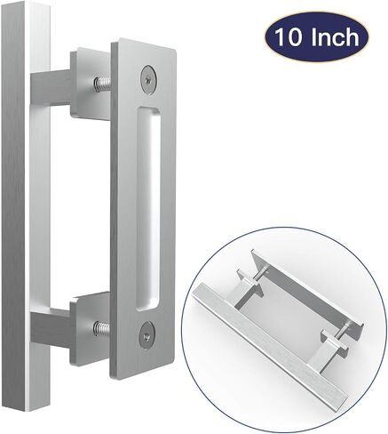 Orgerphy 10" Black Barn Door Handle and Pull Square Shape | Black 10 inch Square Heavy Duty Solid Steel Gate Handle | for Barn Door Gates Garages Sheds| with Flat Bottom Easy to Install in Saudi Arabia