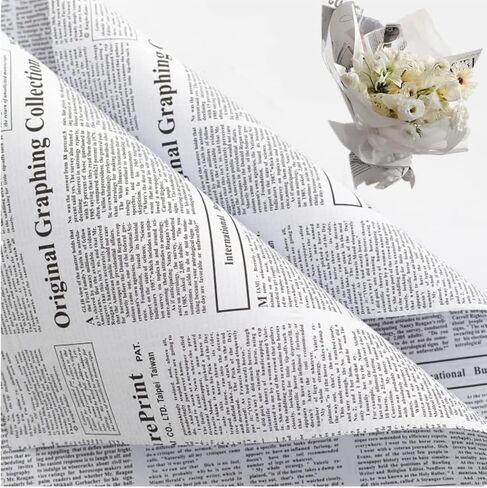 40Sheets Vintage English Newspaper Flower Wrapping Paper,Western Classic Vintage Waterproof Flower Wrapping Paper,Florist Bouquet Gift Wrapping Supplies,22*19.6Inch Classic Newsprint Wrapping Paper in Saudi Arabia