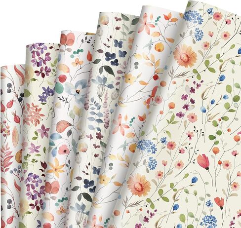 JarThenaAMCS 12 Sheets Wildflower Wrapping Paper -Not Roll- Watercolor Floral Gift Wrap Paper Bulk Folded Flat Flower Art Paper for Wedding Bridal Shower DIY Crafts, 19.7 x 27.6 Inch in Saudi Arabia