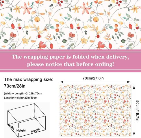 JarThenaAMCS 12 Sheets Wildflower Wrapping Paper -Not Roll- Watercolor Floral Gift Wrap Paper Bulk Folded Flat Flower Art Paper for Wedding Bridal Shower DIY Crafts, 19.7 x 27.6 Inch in Saudi Arabia