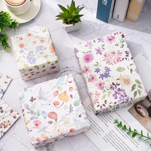 JarThenaAMCS 12 Sheets Wildflower Wrapping Paper -Not Roll- Watercolor Floral Gift Wrap Paper Bulk Folded Flat Flower Art Paper for Wedding Bridal Shower DIY Crafts, 19.7 x 27.6 Inch in Saudi Arabia
