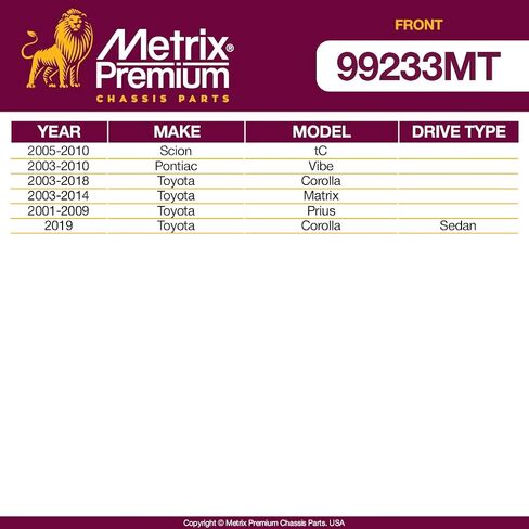 Metrix Premium 2 PCS Front Stabilizer Bar Link K80230 Fits 2005-2010 Scion tC, 2003-2010 Pontiac Vibe, 2003-2018 Toyota Corolla, 2003-2014 Toyota Matrix, 01-09 Prius, 19 Corolla Sedan in Saudi Arabia