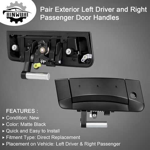مقبض الباب الخارجي للسائق والراكب متوافق مع 2003 2004 2005 2006 2007 2008 2009 Nissan 350Z، يستبدل OE 80607-CD41E، 80607-CD40B، 80606-CD01E أسود غير لامع in Kuwait