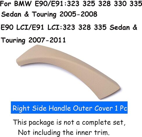 TTCR-II متوافق مع غطاء مقبض الباب BMW 3 Series 2006-2012، نصف جزء 1 قطعة لاستبدال مقبض سحب الباب E90 E91 يناسب 323 325 328 330 335 سيدان وجولة (بيج، أمامي يمين/خلفي) in Kuwait
