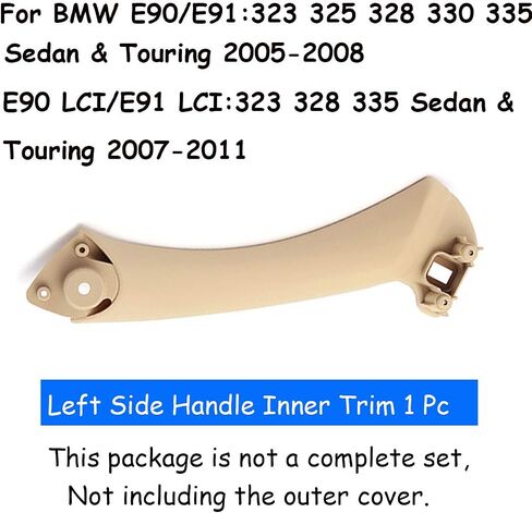 TTCR-II متوافق مع غطاء مقبض الباب BMW 3 Series 2006-2012، نصف جزء 1 قطعة لاستبدال مقبض سحب الباب E90 E91 يناسب 323 325 328 330 335 سيدان وجولة (بيج، أمامي يمين/خلفي) in Kuwait