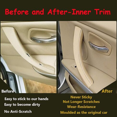 TTCR-II متوافق مع غطاء مقبض الباب BMW 3 Series 2006-2012، نصف جزء 1 قطعة لاستبدال مقبض سحب الباب E90 E91 يناسب 323 325 328 330 335 سيدان وجولة (بيج، أمامي يمين/خلفي) in Kuwait