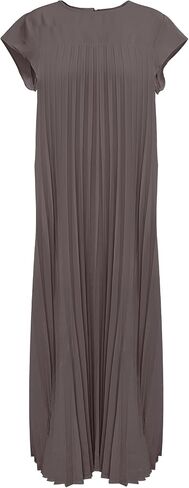 Womens Summer Cap Short Sleeve Maxi Dress 2024 Pleated Casual Loose Long Dresses with Pockets in Saudi Arabia