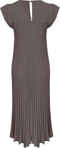 Womens Summer Cap Short Sleeve Maxi Dress 2024 Pleated Casual Loose Long Dresses with Pockets in Saudi Arabia