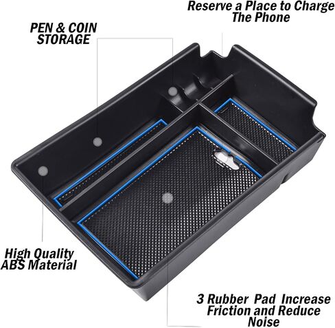 TACOBRO Center Console Organizer Compatible with Hyundai Sonata 2020 2021 2022 2023 Accessories, Sonata N-Line/Limited Insert Tray Secondary Storage Armrest Box ABS Black in Saudi Arabia