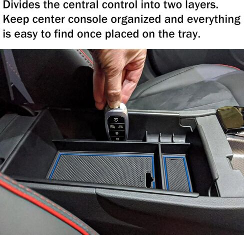 TACOBRO Center Console Organizer Compatible with Hyundai Sonata 2020 2021 2022 2023 Accessories, Sonata N-Line/Limited Insert Tray Secondary Storage Armrest Box ABS Black in Saudi Arabia