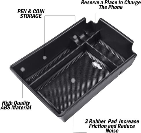 TACOBRO Center Console Organizer Compatible with Hyundai Sonata 2020 2021 2022 2023 Accessories, Sonata N-Line/Limited Insert Tray Secondary Storage Armrest Box ABS Black in Saudi Arabia