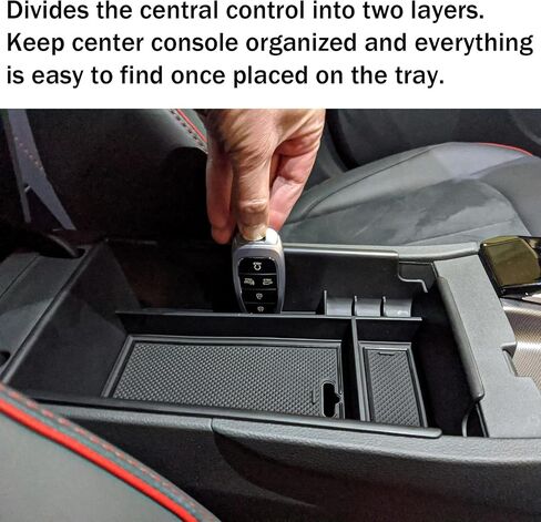 TACOBRO Center Console Organizer Compatible with Hyundai Sonata 2020 2021 2022 2023 Accessories, Sonata N-Line/Limited Insert Tray Secondary Storage Armrest Box ABS Black in Saudi Arabia