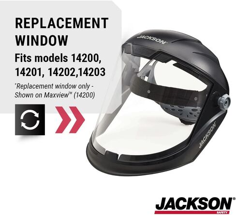 نافذة بديلة آمنة من جاكسون لقناع MAXVIEW Premium Face Shield - ANSI Z87.1 - غير مطلي - لون شفاف in Kuwait