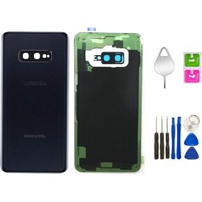 غطاء زجاجي خلفي بديل مقاوم للماء للباب الخلفي/عدسة الكاميرا المثبتة والإطار لهاتف Samsung Galaxy S10e OEM 5.8 بوصة G970U G970W G970F G970U1 G970F/DS G9700 + مع أدوات (أسود بريزم)