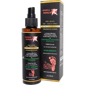 SMELL NINJA - for STUBBORN CAR ODORS, SMELLY SHOES AND SWEATY FEET. A Blend of Unique Herbs & Oils formulated to eliminate strong Odors. Natural Antiperspirant Fast Acting Deodorizer Odor Remover